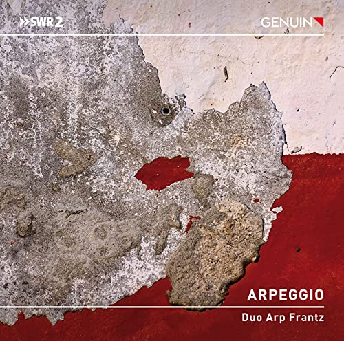 CD cover with textured gray and red background, text “ARPEGGIO” and artist name.