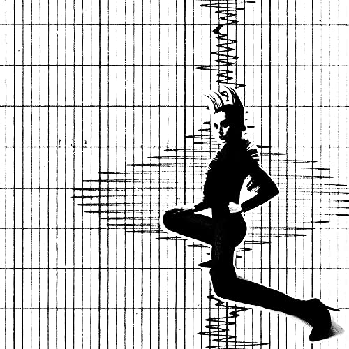 Black and white silhouette of a person against a grid background.
