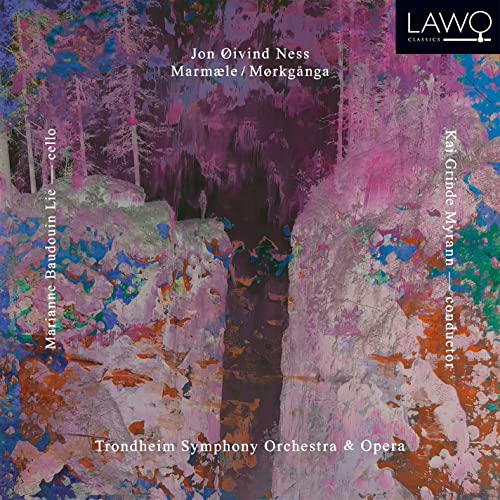 CD cover for Trondheim Symphony Orchestra’s “Marmaele/Morkganga” with abstract forest art.
