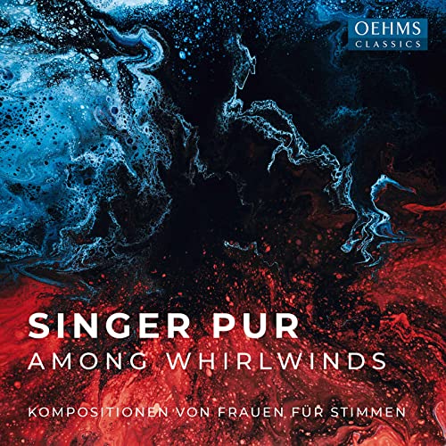 CD cover for "Singer Pur: Among Whirlwinds" with abstract blue and red art.