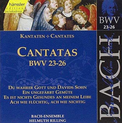 CD cover for Bach cantatas, BWV 23-26, featuring religious artwork.