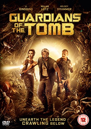 "Guardians of the Tomb DVD cover featuring three people surrounded by spiders."