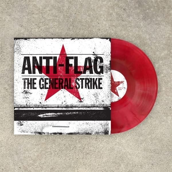 Red vinyl record of Anti-Flag’s “The General Strike” with star cover art.