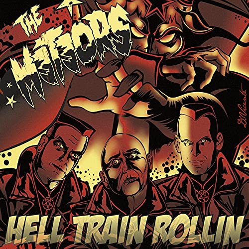 Album cover for "Hell Train Rollin" by The Meteors, featuring punk figures.