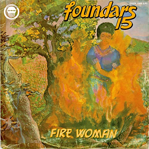 Vintage album cover featuring a woman surrounded by orange flames and a tree.