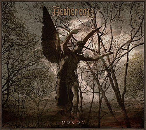 Dark album cover featuring a winged figure amidst bare trees.