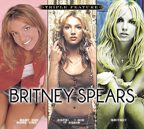 Britney Spears “Triple Feature” CD cover with three portraits of the artist.