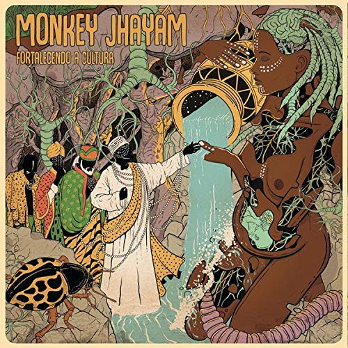 "Album cover art featuring a fantastical, illustrated scene with various characters and creatures."