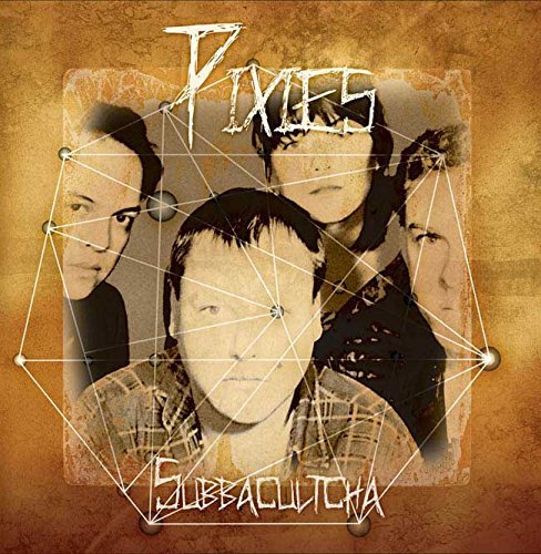 Pixies album cover: band portrait with geometric lines and textured background.