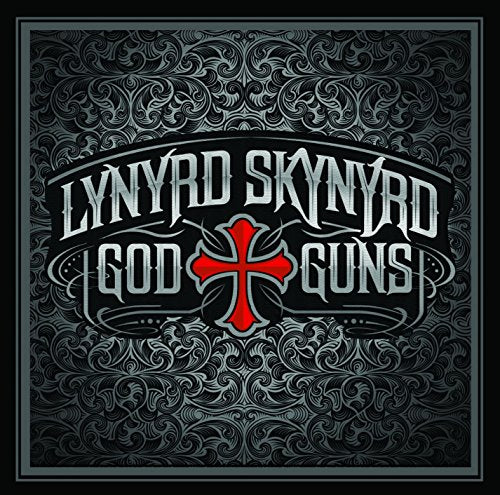 Lynyrd Skynyrd album cover with red cross and ornate gray background.