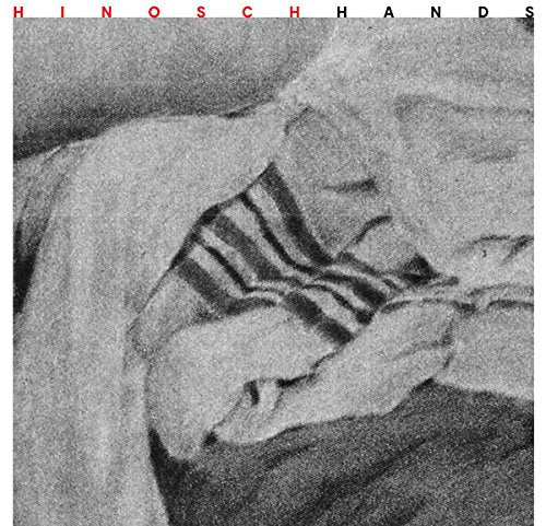 Grainy black and white album cover with abstract, striped, and draped fabric design.