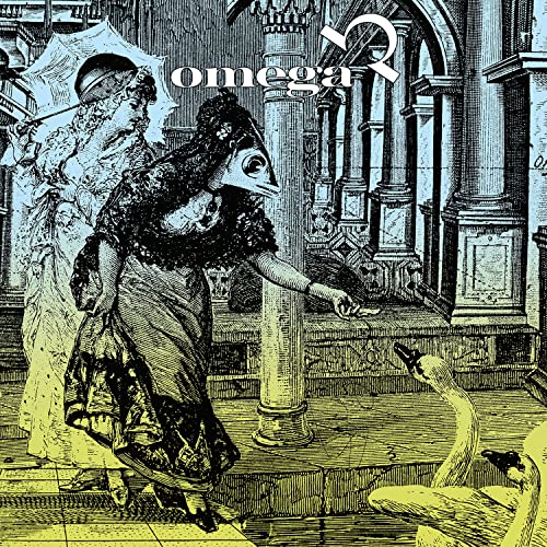 Vintage-style album cover with figures in ornate clothing and swans.