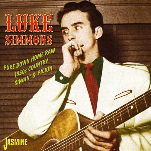"CD cover of Luke Simmons, a man playing guitar, wearing a white suit."