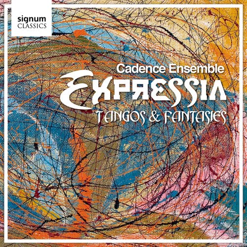 CD cover with abstract orange and blue paint splatters, “Expressia” title.