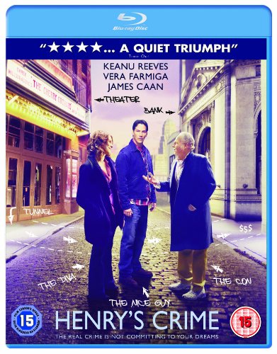 Blu-ray cover for "Henry's Crime" featuring Keanu Reeves, Vera Farmiga, and James Caan.