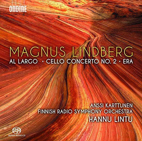 "CD cover with abstract orange and red pattern, featuring artist and orchestra names."