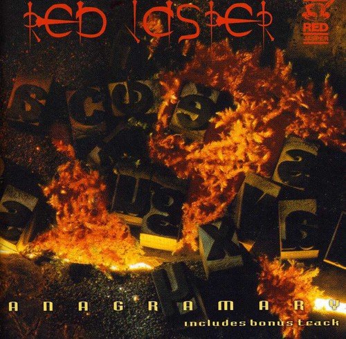 CD cover for Red Jasper’s “Anagramary” with scattered letter blocks and flames.