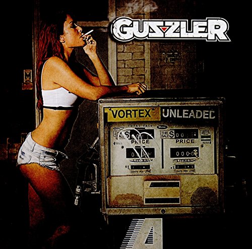 CD cover: woman leaning on a vintage gas pump, smoking.