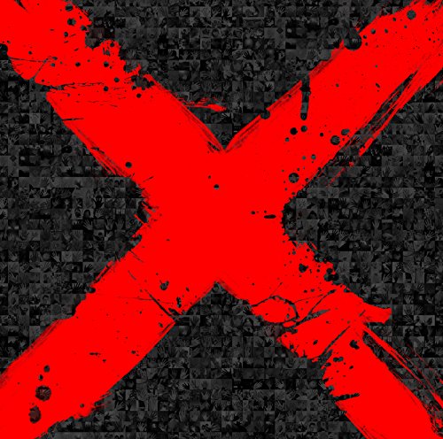 ALC large red painted X over a dark grey textured grid background.