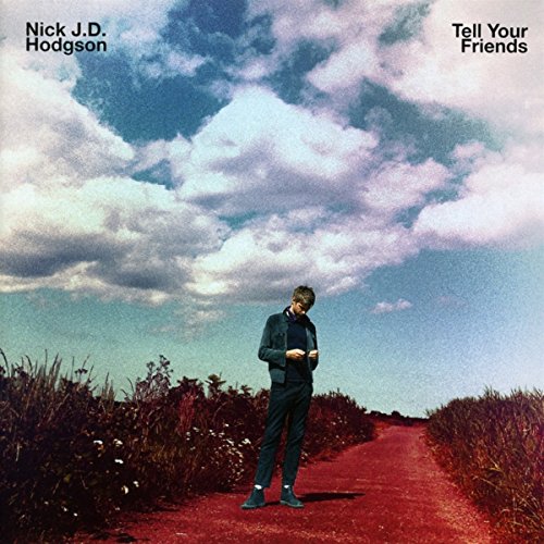 Album cover: man on a red path under cloudy sky.