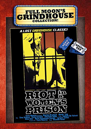DVD cover for "Riot in Women's Prison" with a silhouetted woman behind bars.