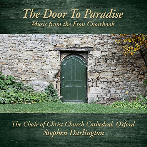 "CD cover featuring a green door in a stone wall surrounded by foliage."