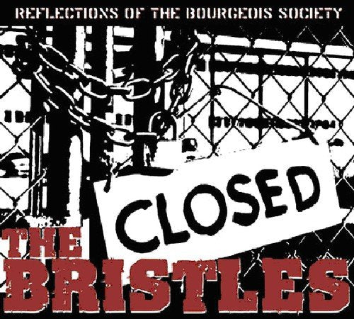 CD cover: fence, mirror shards, and a “CLOSED” sign in black and white.