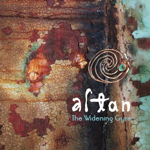 "Altan - The Widening Gyre" CD cover featuring abstract, multicolored texture and spiral design.