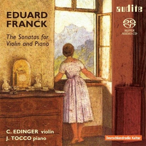 CD cover art: woman in white dress standing by a window, classical music theme.