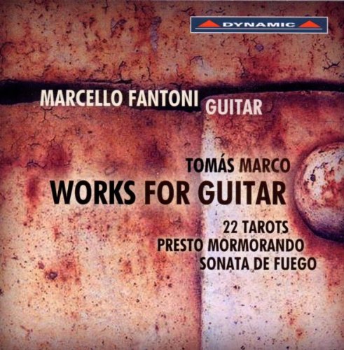 CD cover for "Works for Guitar" with rusty metal background and black text overlay.