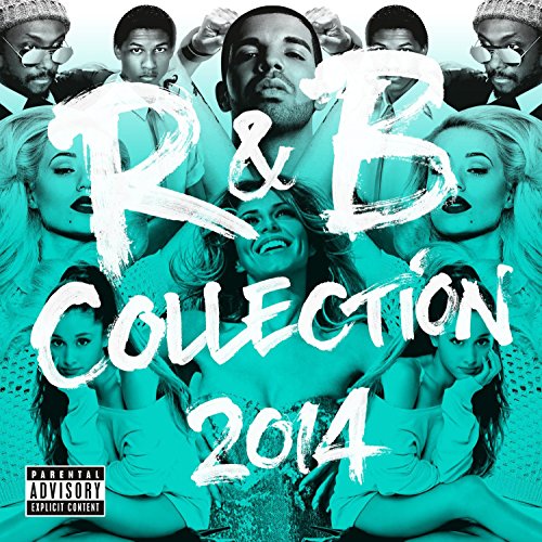 "CD cover with 'R&B Collection 2014' text and collage of artists in teal tone."
