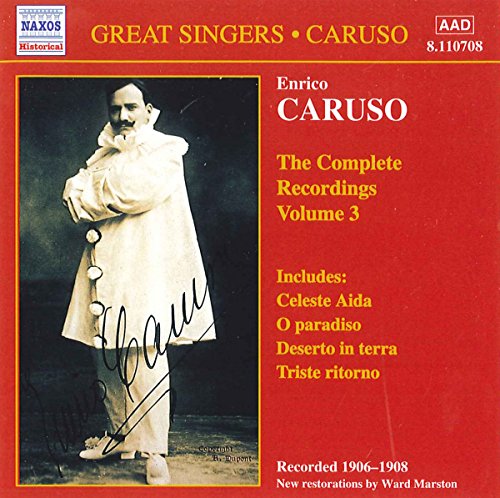 CD cover for Enrico Caruso’s “Complete Recordings, Vol. 3” featuring his portrait.