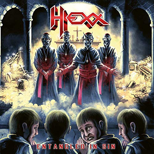 CD album cover: dark figures in robes before a ruined church.