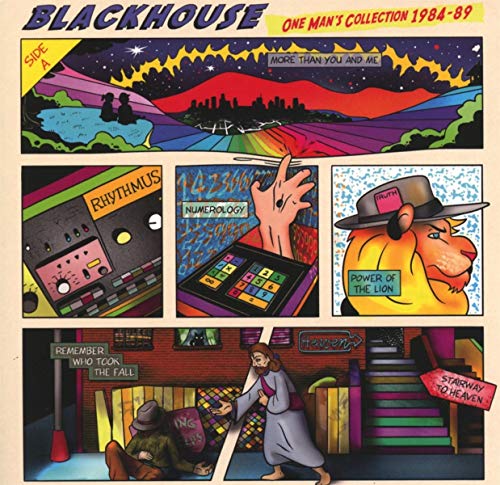 CD cover for Blackhouse’s “One Man’s Collection 1984-89” with surreal comic art.
