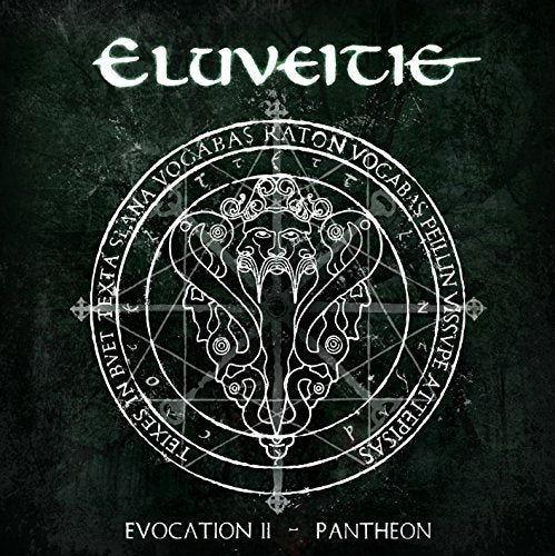 "Album cover with white circular design and text on dark, textured background."