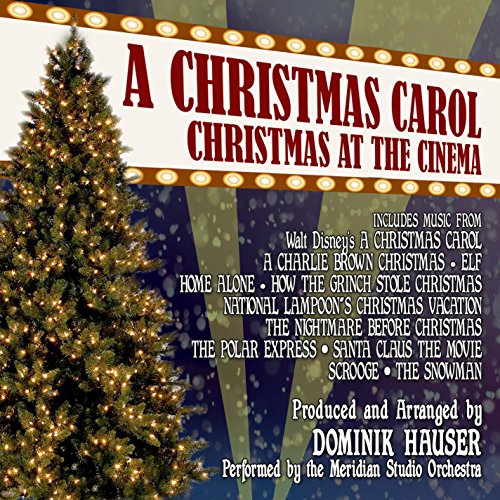 "Christmas CD cover featuring a lit tree and movie soundtrack titles."