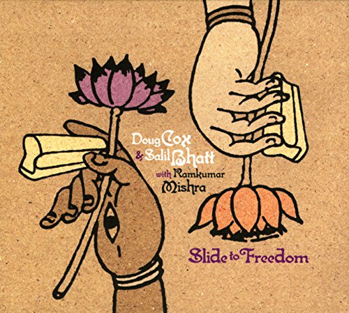 "CD cover art featuring hands holding lotus flowers on a brown background."