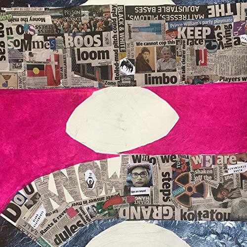 Vinyl album cover with collage of newspaper clippings and a large eye.