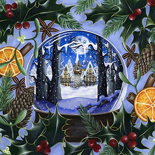 A vinyl record album cover featuring a winter scene in a snow globe.