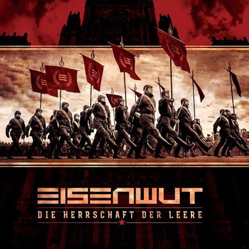 CD cover: marching figures with flags before a castle, red tones.