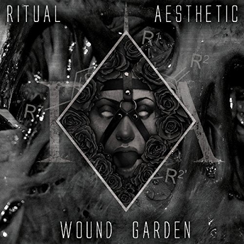 Black and white album cover with a face surrounded by roses and abstract background.