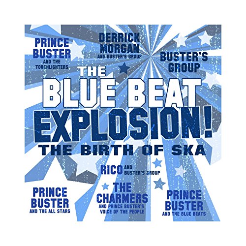 Blue and white album cover with starburst design and artist names surrounding the title.