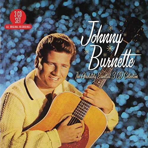 Man holding guitar on CD cover with sparkly background and "Johnny Burnette" text.