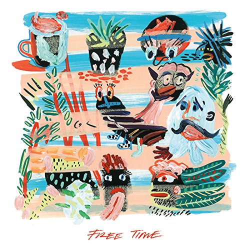 Colorful, abstract painted faces and plants with the text "Free Time".