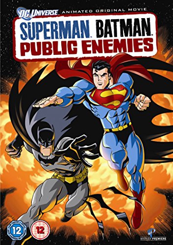 DVD cover featuring Superman and Batman in mid-air against an orange background.