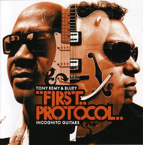 "Tony Remy and Bluey album cover with two men's faces and a guitar."