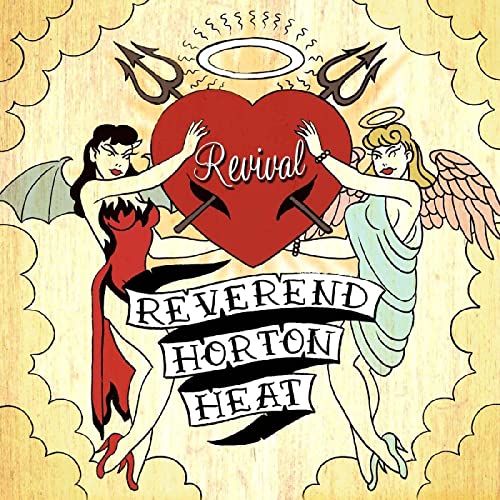 Album cover for Reverend Horton Heatās āRevivalā with angel and devil imagery.