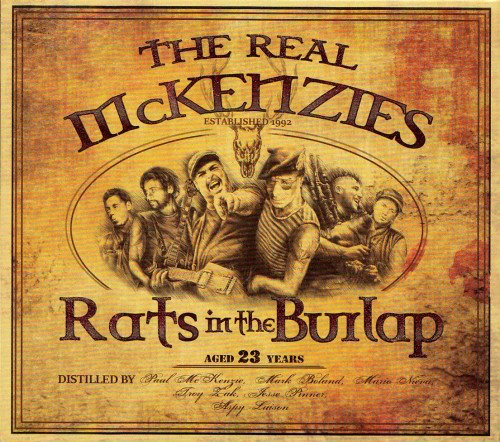 CD cover for The Real McKenzies’ “Rats In The Burlap” featuring band portraits.