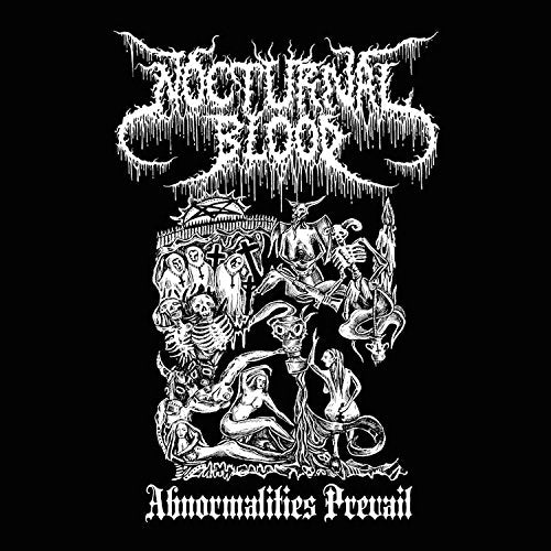 Black and white album cover with gothic horror imagery and band name.