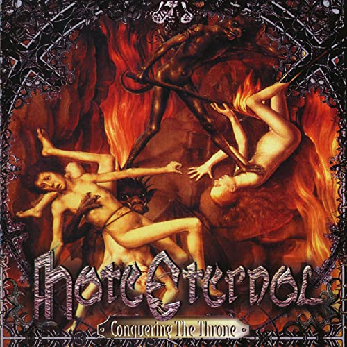 Dark fantasy album cover with demonic figure and falling human forms.